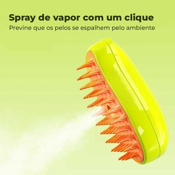 Escova a vapor 3 em 1:  Autolimpante, Massagem e Remoção de pelos.