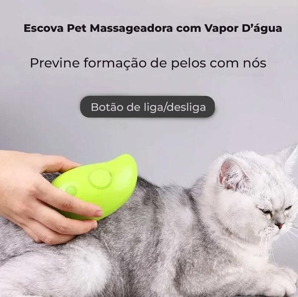 Escova a vapor 3 em 1:  Autolimpante, Massagem e Remoção de pelos.