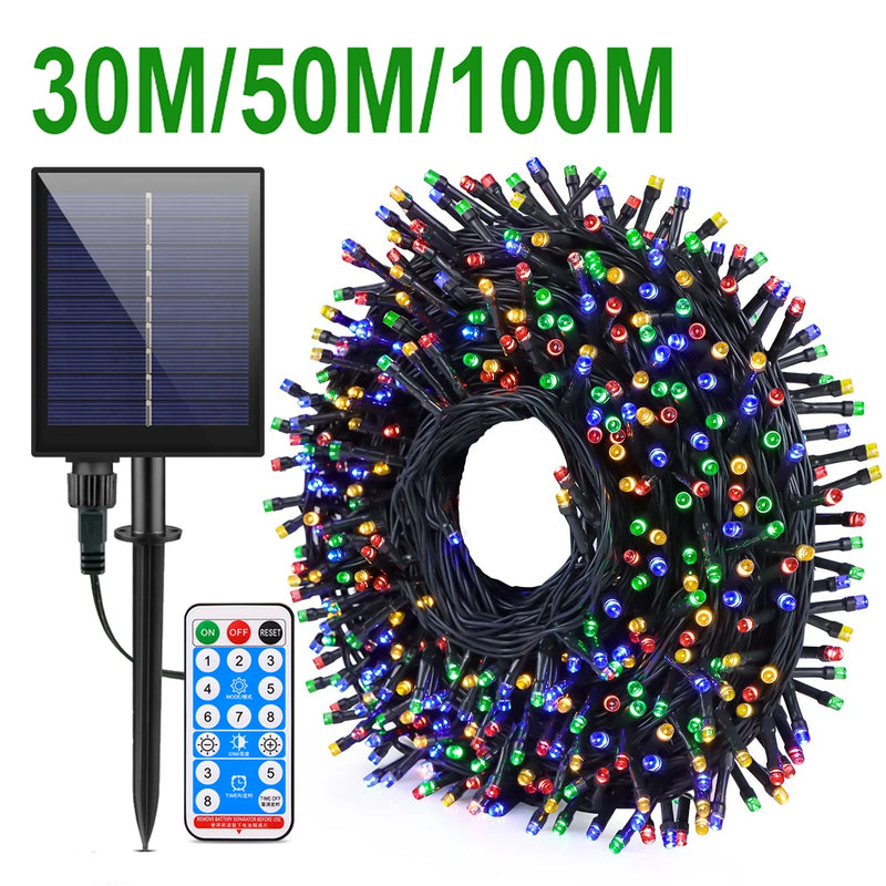 Garden Outdoor Solar String Fairy Light 100M 1000 LED Waterproof Garland Large Solar Panel Lamp christmas decoration 2023 natal