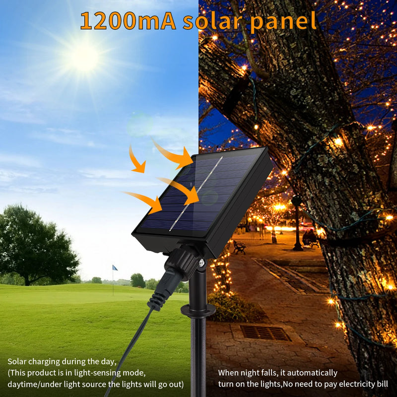 Garden Outdoor Solar String Fairy Light 100M 1000 LED Waterproof Garland Large Solar Panel Lamp christmas decoration 2023 natal